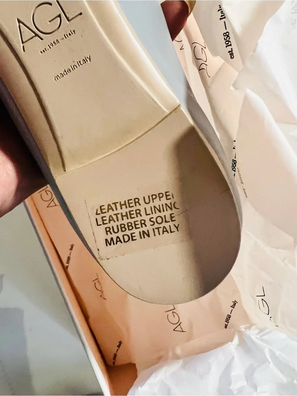 NIB AGL Mila Ballet Pointed Toe Flats with Snakeskin Accent - Size 36.5/6.5US